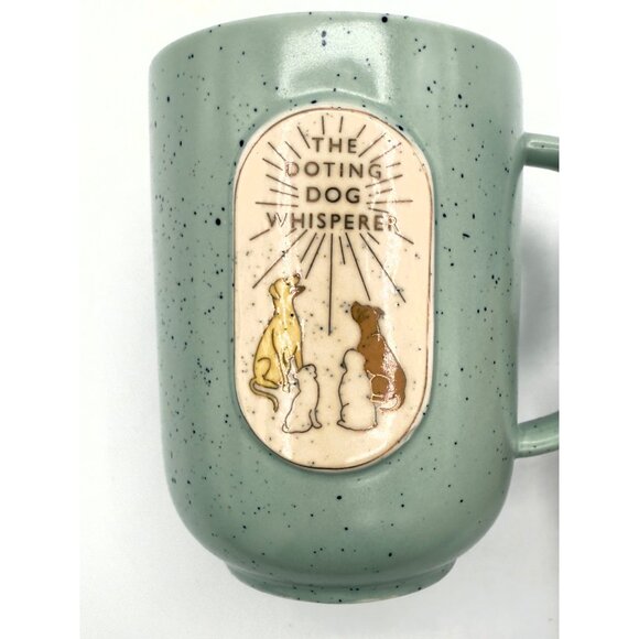 Anthropologie Stoneware Mug Set Tireless Traveler & Dog Whisperer Speckled 16oz - Picture 12 of 13